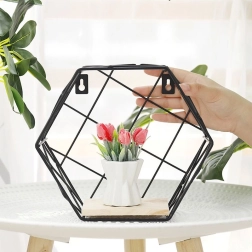 Estantería decorativa de pared hexagonal – negra
