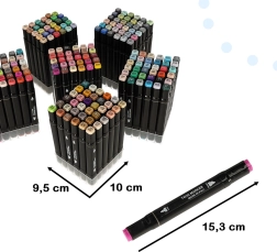 Marcadores de alcohol de doble punta en estuche con base – 204