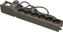 Regleta alargadora con protección contra sobretensiones LESTAR, 6 tomas, 1,5 m, negra
