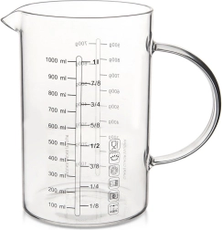 Jarra medidora de cocina de vidrio 1 l