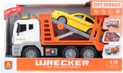 Transportador de coches de plástico a pilas 1:12 con luces y sonidos