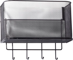 Cesta metálica colgante para puerta con ganchos