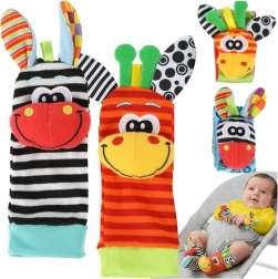 Kruzzel set sensorial de sonajeros: pulseras y calcetines para bebés (4 uds)