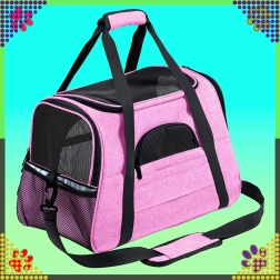 Bolsa de transporte para mascotas – transportín grande para perro, gato y conejo, rosa