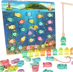 Juego de pesca de peces de madera Montessori