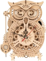 Reloj mecánico de madera 3D - Búho