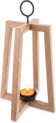 Farol colgante de madera de mango 25 × 25 × 44 cm