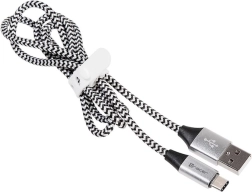 Cable USB trenzado USB‑A a USB‑C 1 m negro‑plateado