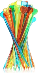 Palillos de cóctel de colores con corazón 8 cm, 50 uds