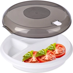 Plato dividido para microondas de 25 cm con tapa ventilada