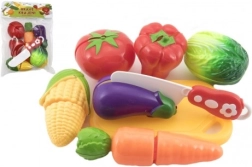 Juego de plástico para cortar verduras con tabla y cuchillo 13,5 × 8 cm