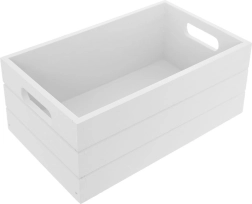 Caja de almacenamiento de madera 36 × 26 × 15 cm, blanca