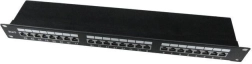 Panel de parcheo de 24 puertos 1U 19" categoría 6 con organización de cables, negro