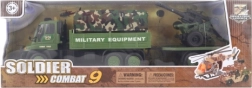 Vehículo militar con remolque y ametralladora