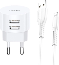 Cargador de red USAMS T20 con 2x USB 2,1 A Lightning