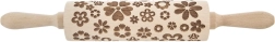 Rodillo decorativo giratorio de madera Orion para masa con flores, 39 cm
