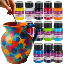 Juego de pinturas para vidrio y cerámica 12×20 ml MALEO