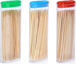 Palillos de bambú en dispensador 3×80 uds