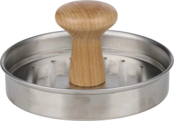 Prensa para hamburguesas ALPINA de metal y madera 13 × 13 × 6 cm