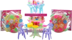 Mesita de plástico con accesorios y sillas para niños