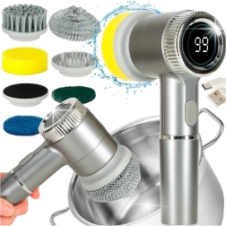 Cepillo eléctrico limpiador 5 en 1 con pantalla LED para baño, juntas y suelos