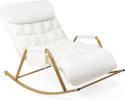 Sillón balancín doble con cojín y respaldo ajustable blanco