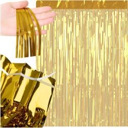 Cortina decorativa de flecos dorados autoadhesiva 100 × 200 cm RUHHY