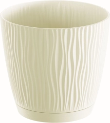 Maceta Sandy con plato 12,9 cm color crema