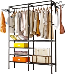 Perchero doble RUHHY estilo loft con estantes