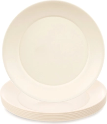 Platos llanos de plástico SANDY 23,5 cm, 6 uds., crema