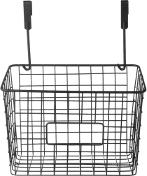 Cesta colgante metálica para la puerta del armario RADKA, negra, 25 × 16 × 30 cm
