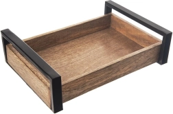 Bandeja de servicio de madera de mango 30,5 × 22 cm con asas metálicas