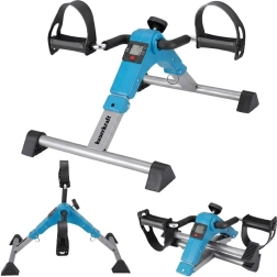 Pedalier de rehabilitación plegable 2 en 1 con pantalla LCD, azul