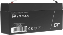 Batería AGM sin mantenimiento GREEN CELL 6 V 3,2 Ah para alarmas, cajas registradoras y juguetes