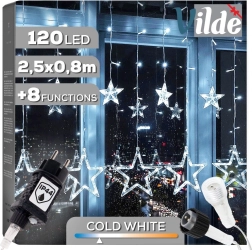 Guirnalda colgante luminosa de estrellas 120 LED, 2,5 m, blanco frío