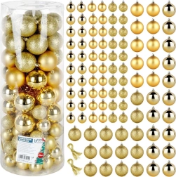 Bolitas navideñas doradas irrompibles de 4 y 6 cm, set de 100 uds