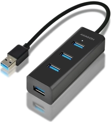 Axagon hue-s2b hub USB 3.2 Gen 1 de cuatro puertos con carga, cable de 30 cm, alimentación micro USB