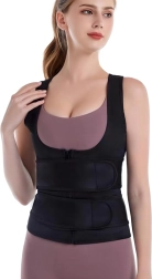 Chaleco de fitness de neopreno para mujer para moldear la figura M, negro