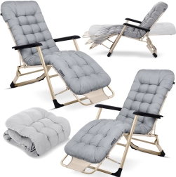 Tumbona de jardín plegable con cojín Sofotel ChillWell, juego de 2 uds., gris claro