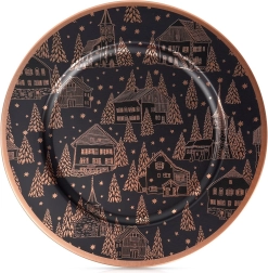 Bajoplato decorativo bajo el plato, negro con motivo cobrizo, 33 cm