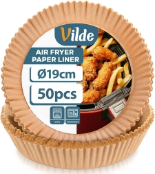 Papeles para freidora de aire, redondos 19 cm, 50 uds. VILDE