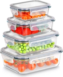 Tarros de vidrio para alimentos con tapa y junta, set de 4 unidades