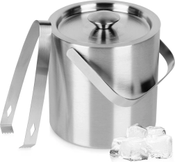 Cubitera térmica de acero inoxidable con pinzas y tapa 1,3 l Vilde