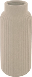 Jarrón de porcelana beige con superficie acanalada 24,5 cm