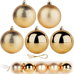 Bolas navideñas doradas irrompibles de 8 cm, juego de 5 unidades