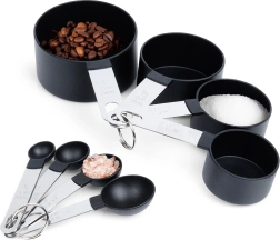 Juego de medidores de cocina, negro, 8 piezas