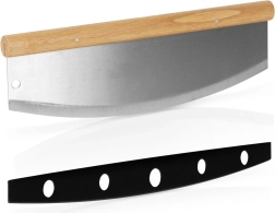 Cuchillo balancín de acero Vilde para pizza 35 × 12 cm con mango de bambú