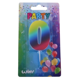 Vela de fiesta número 0 arcoíris