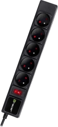 Regleta de alimentación Tracer PowerGear 3 m negra 5 tomas