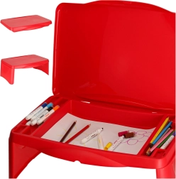 Mesa infantil plegable de viaje para el coche con compartimento de almacenamiento – Roja